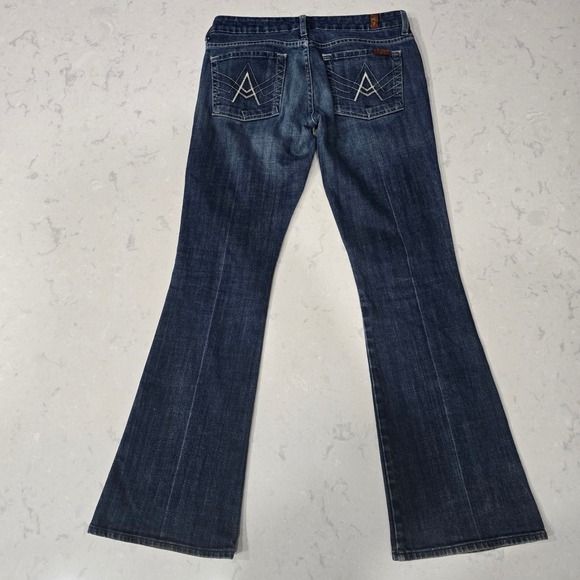 Vintage 7 For All Mankind "A Pocket" Flare Jeans Size 27 – Classic Wash USA Made - Picture 6 of 10